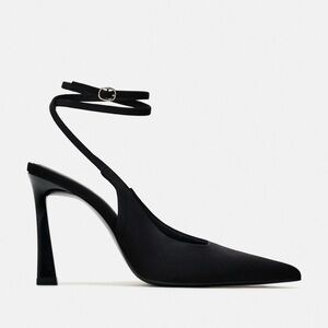Zara Black Ankle Wrap Heels Size 39